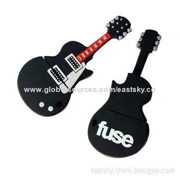 Custom Guitar-shaped USB flash drive, made of soft PVC material, OEM orders welcomed